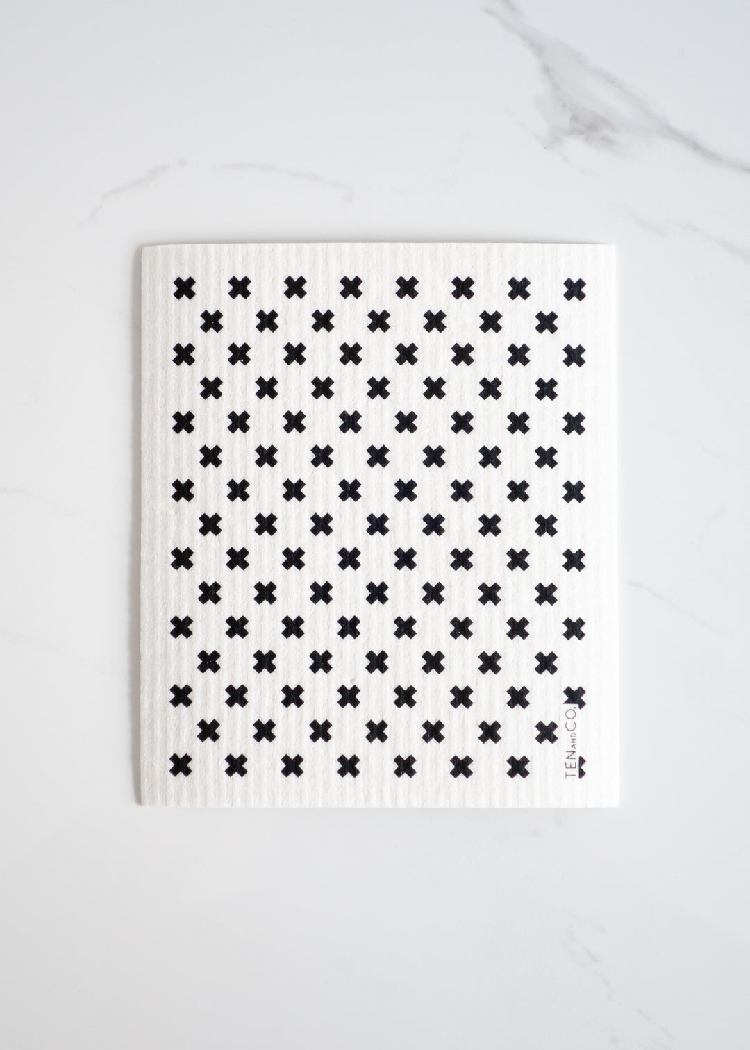 Ten and Co. Tiny X Black & White Swedish Sponge Dish Cloth An Eco-friendly Unpaper Towel