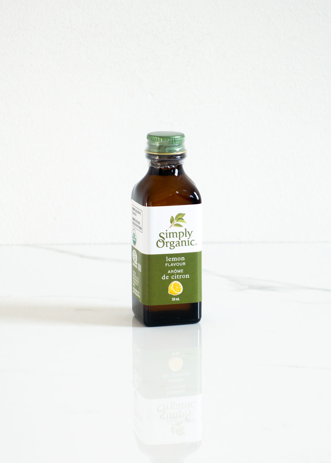 Simply Organic Lemon Flavour Made With Natural Vegan Ingredients In Glass Packaging