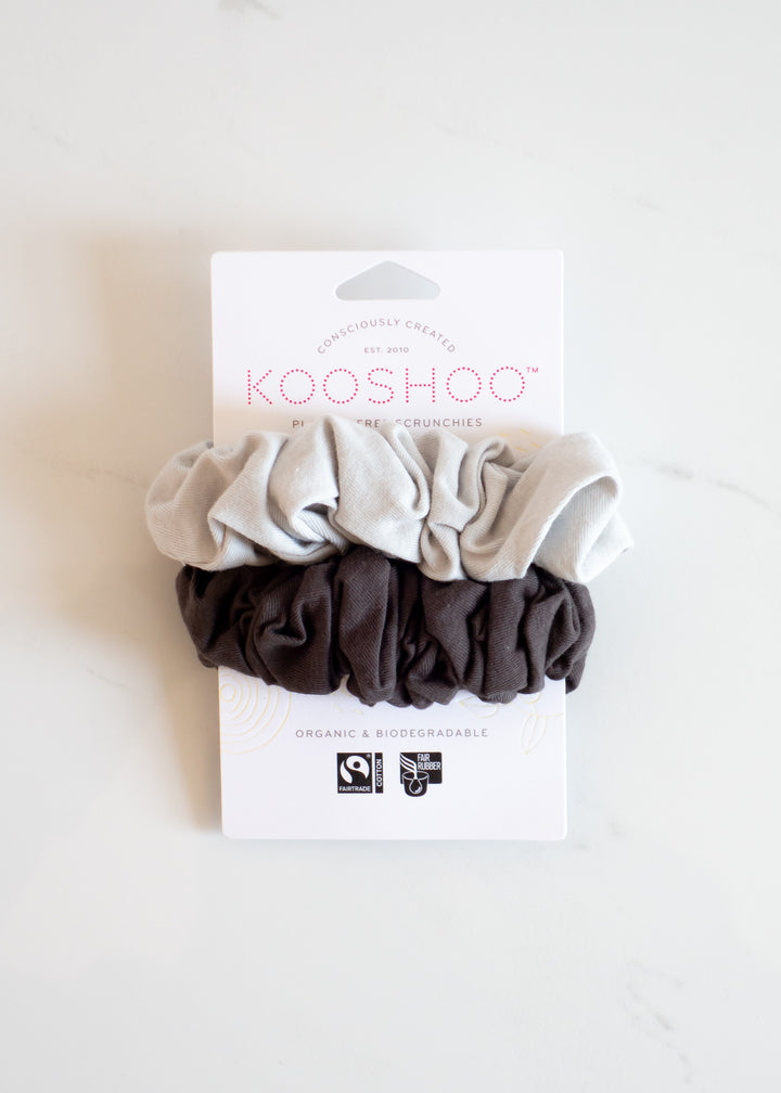 KOOSHOO Organic Plastic-free Scrunchies in Moon Shadow Made Of Eco-friendly Cotton & Rubber