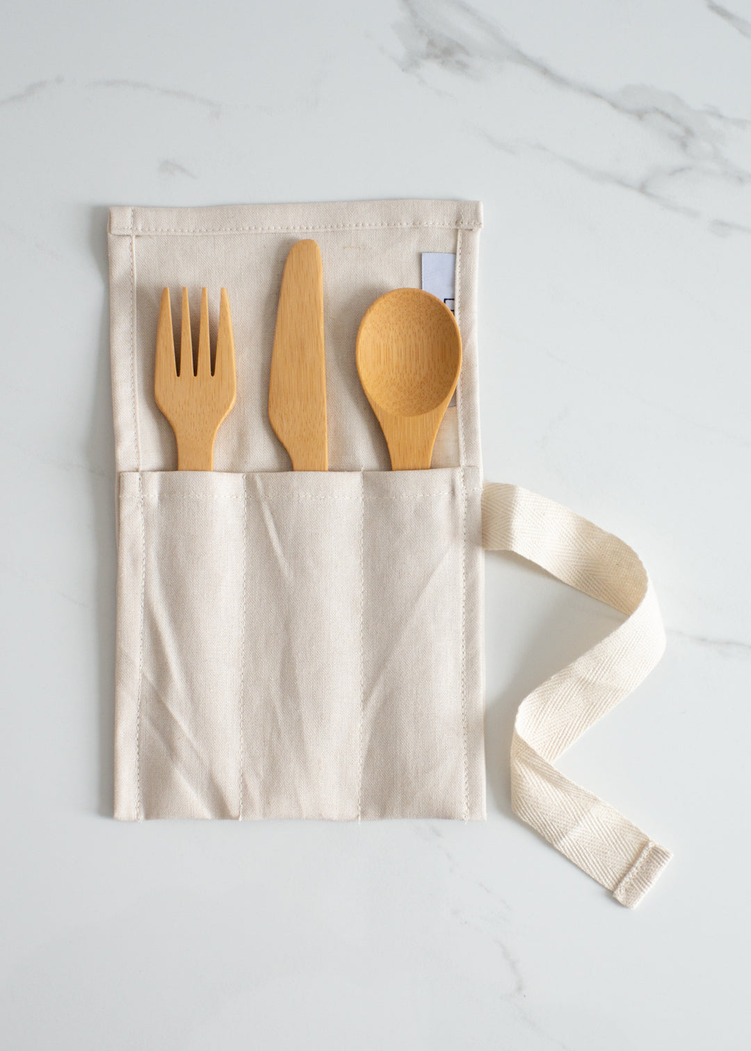 LEKKO Life Goods Linen Cutlery Roll In Oatmeal Ecru For A Zero Waste Lunch