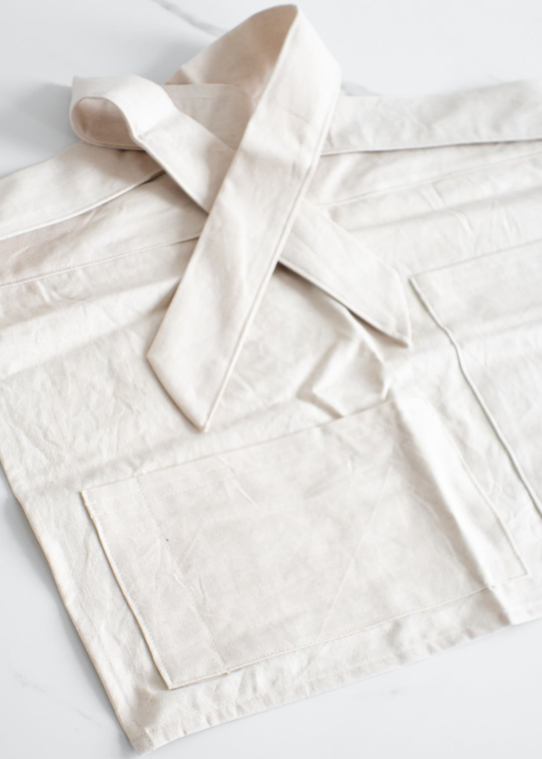 LEKKO Life Goods Linen Demi Apron In Oatmeal Ecru For A Zero Waste Kitchen