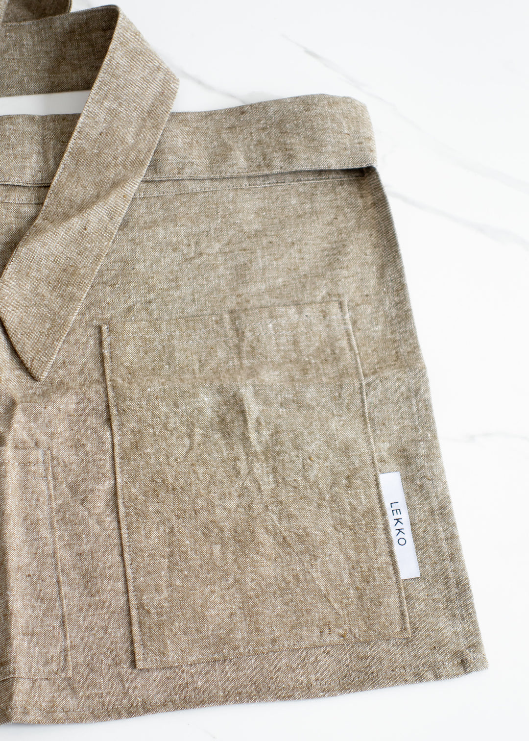 LEKKO Life Goods Linen Demi Apron In Shire Brown For A Sustainable Kitchen