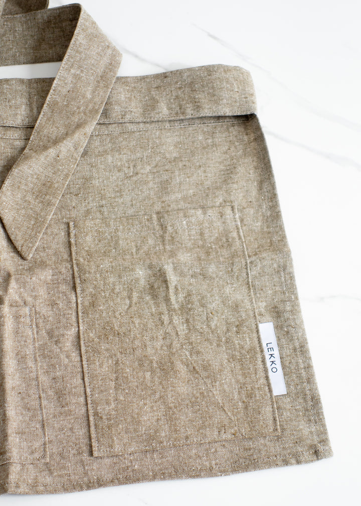 LEKKO Life Goods Linen Demi Apron In Shire Brown For A Sustainable Kitchen