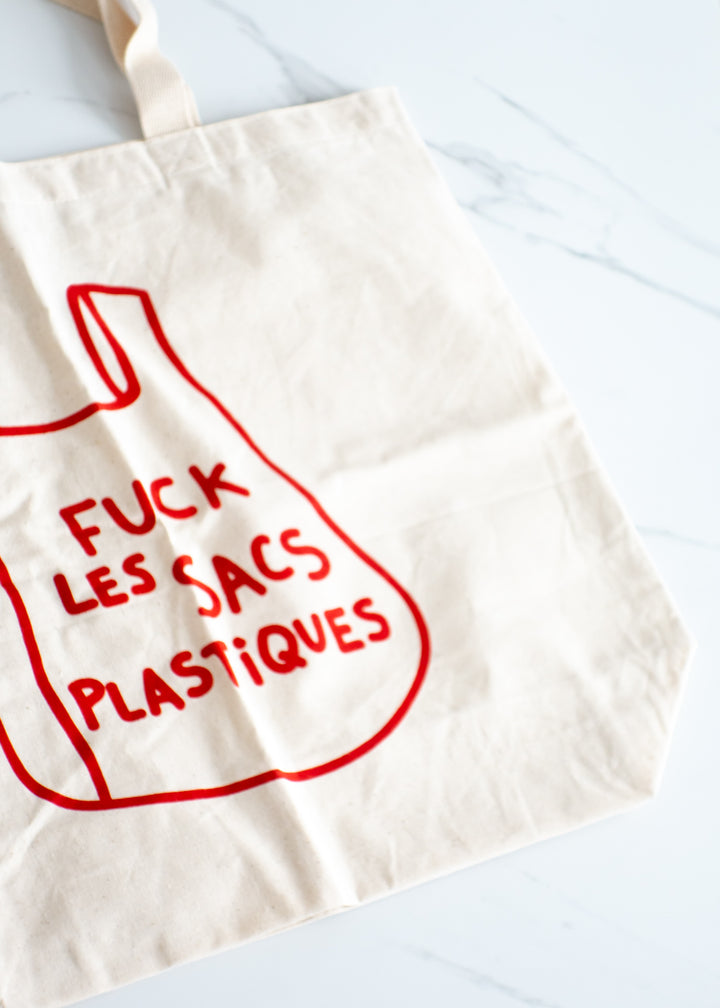 Fuck Les Sacs Plastiques - Fuck Plastic Bags Eco-friendly Cotton Tote Bag