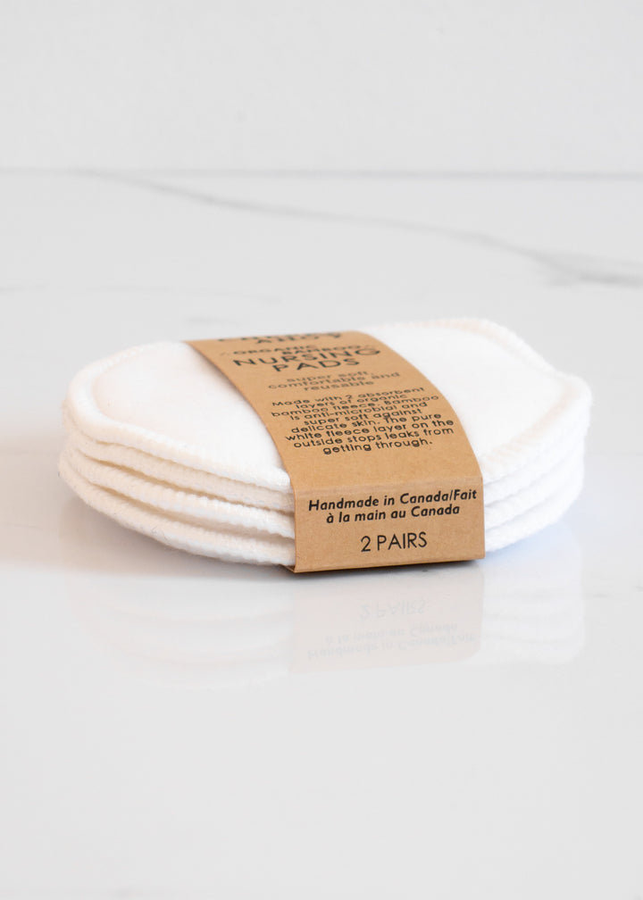 Cheeks Ahoy White Reusable Organic Bamboo Nursing Pads Set Of Two Made In Canada For A Zero Waste Lifestyle