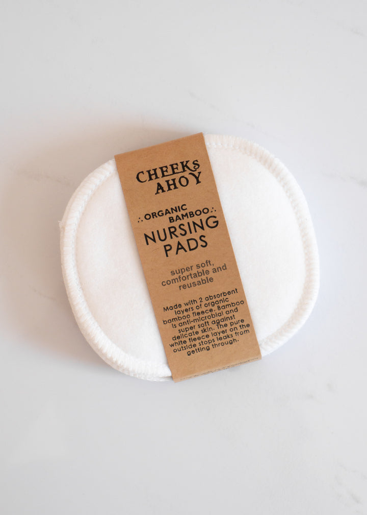 Cheeks Ahoy White Reusable Organic Bamboo Nursing Pads Set Of 2 Made In Canada For An Eco-friendly Lifestyle