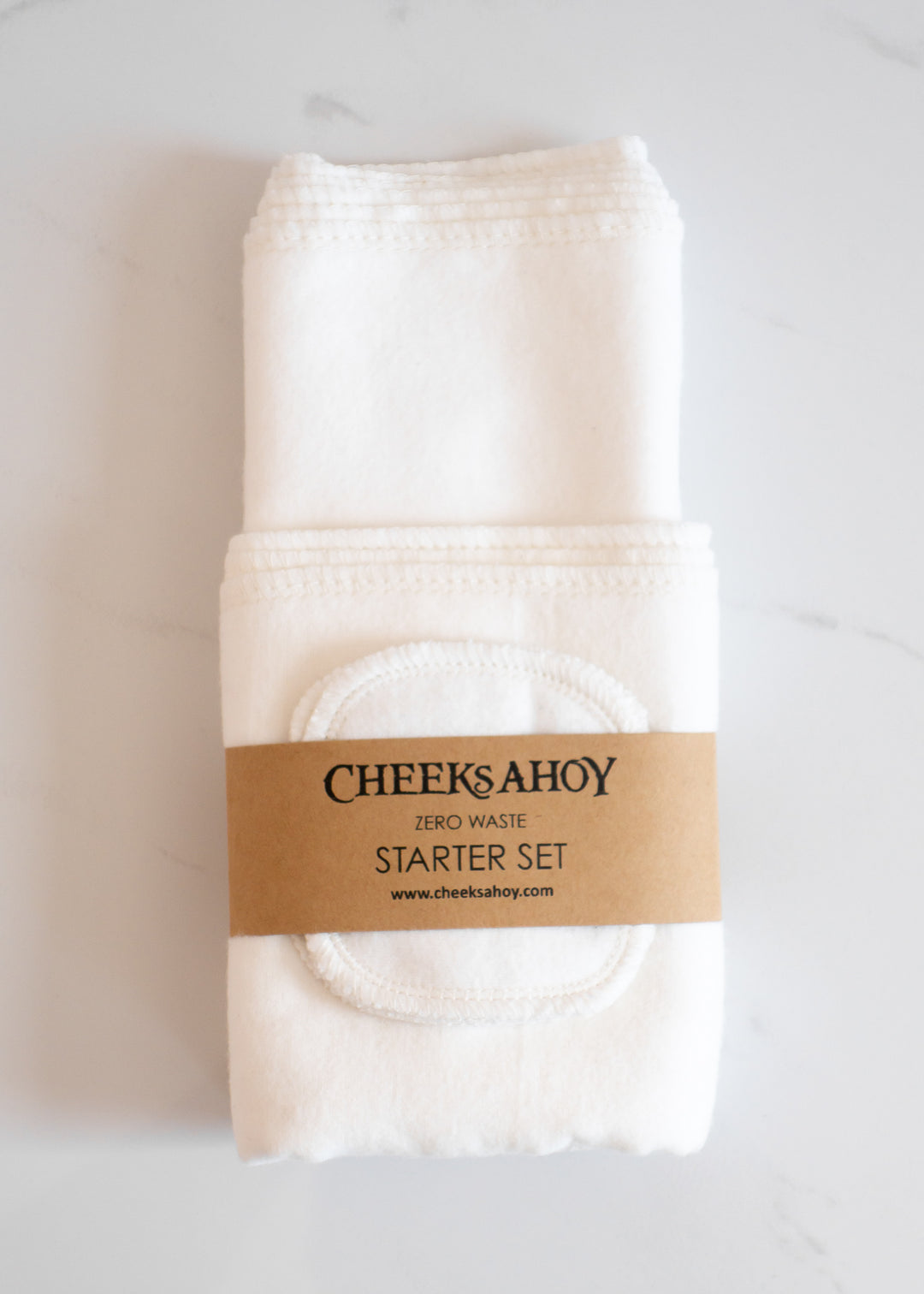 Cheeks Ahoy Zero Waste Starter Set In White Cotton Includes Unpaper Towels, Reusable Cloth Wipes & Facial Rounds For An Eco-friendly & Plastic-free Lifestyle