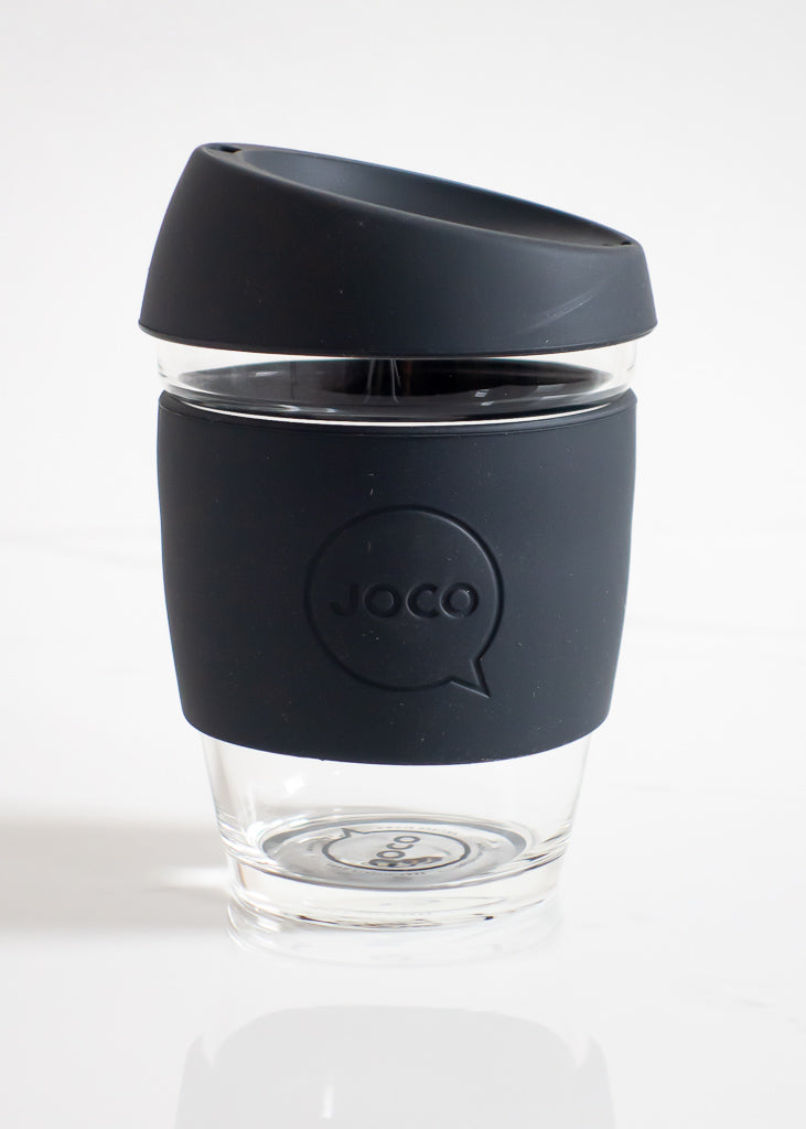 JOCO Reusable Glass Cup In Black For Plastic-free Coffee & Tea