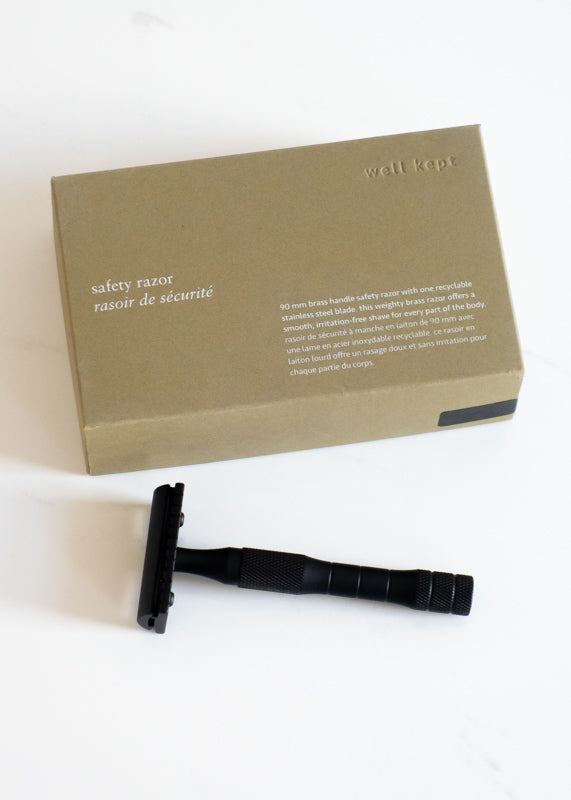 Well Kept Brass Safety Razor In Black & Made In Canada For Plastic-free Shaving