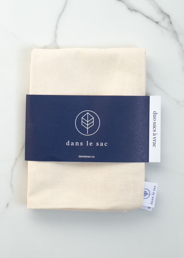 Dans Le Sac Reusable Bulk Natural Cotton Bags Set Of Two Made In Canada For Zero Waste Grocery Shopping