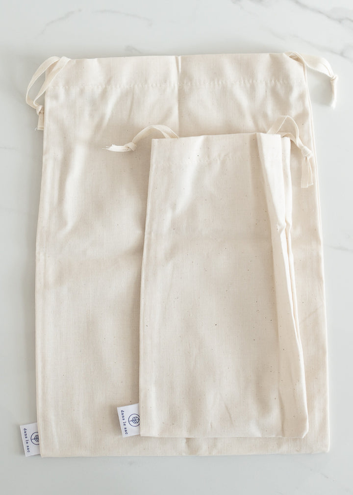 Dans Le Sac Reusable Bulk Natural Cotton Bags Set Of Two Made In Canada For Plastic-free Grocery Shopping