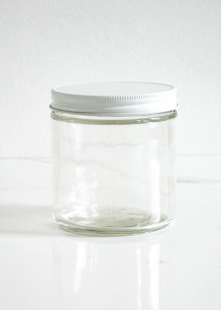 Refillable 16 oz Glass Jar With White Lid For Zero Waste Food Storage