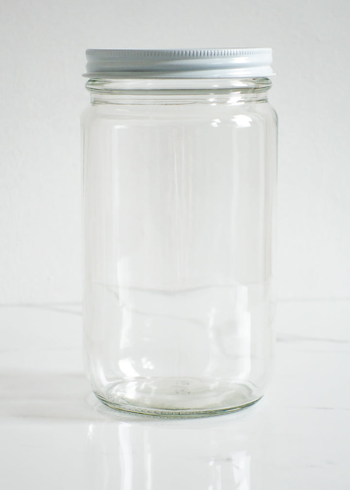 Refillable 32 oz Glass Jar With White Lid For Plastic-free Food Storage