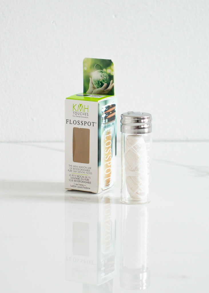 KMH Touches Flosspot Biodegradable Dental Floss In Glass Container