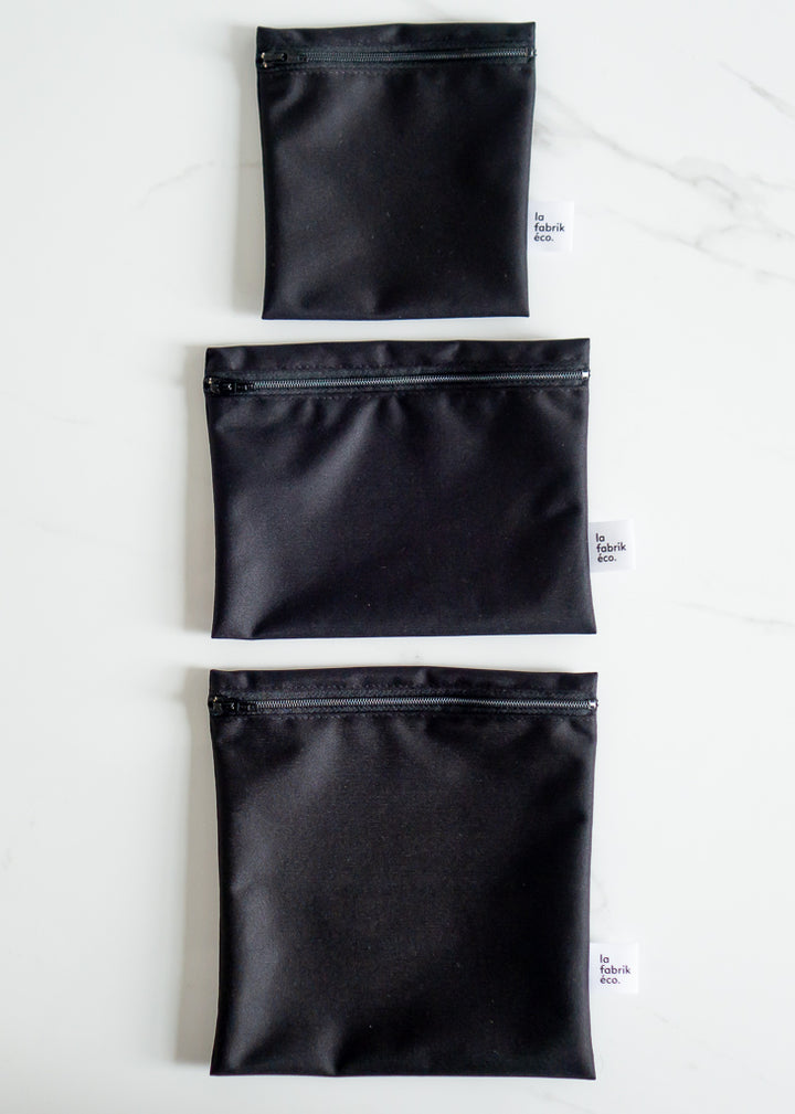 La Fabrik Éco Reusable Zipper Bag In Black Comes In 3 Sizes