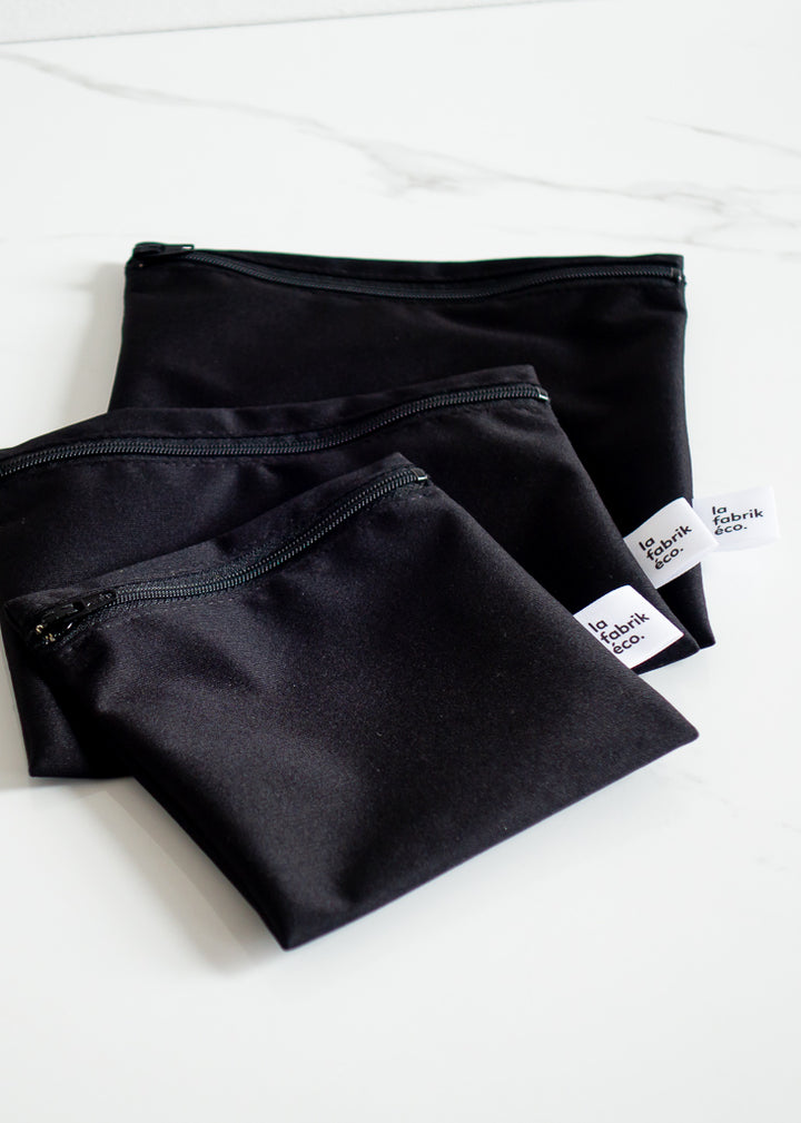 La Fabrik Éco Reusable Zipper Bag In Black For An Eco-friendly Lunch