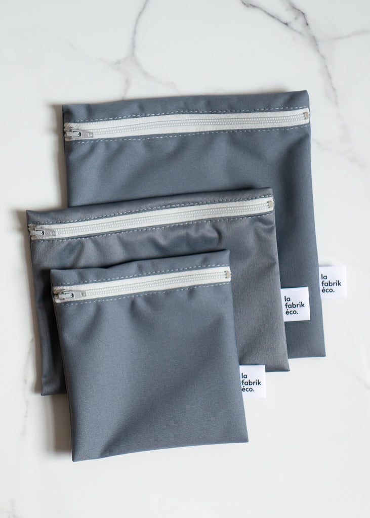 La Fabrik Éco Reusable Zipper Bag In Grey For An Eco-friendly Lunch