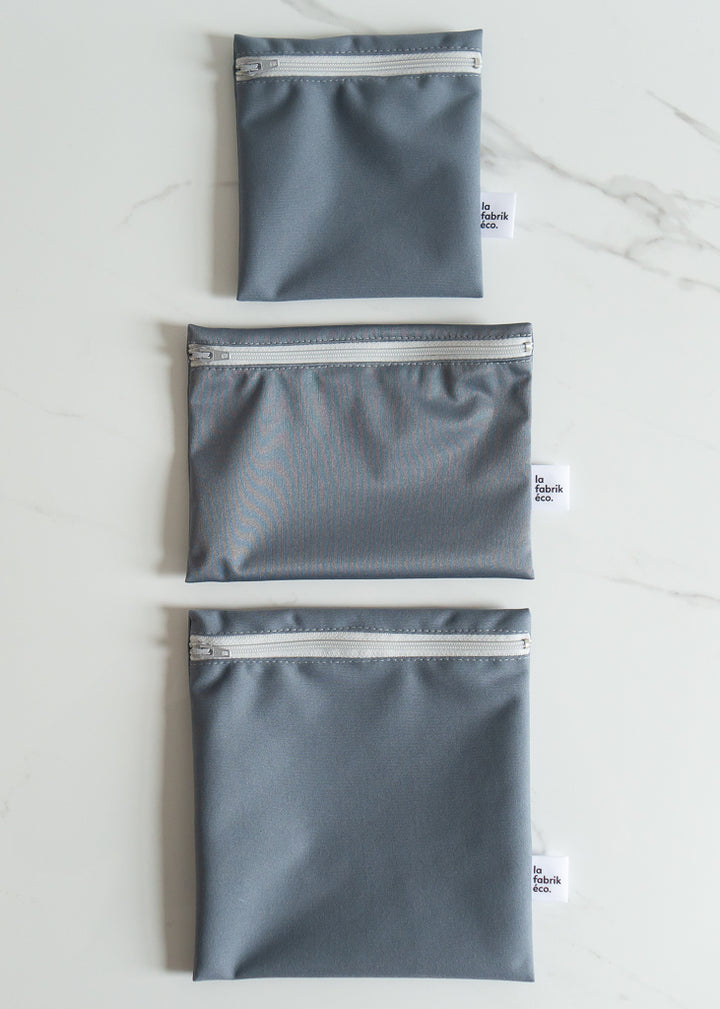 La Fabrik Éco Reusable Zipper Bag In Grey Comes In 3 Sizes