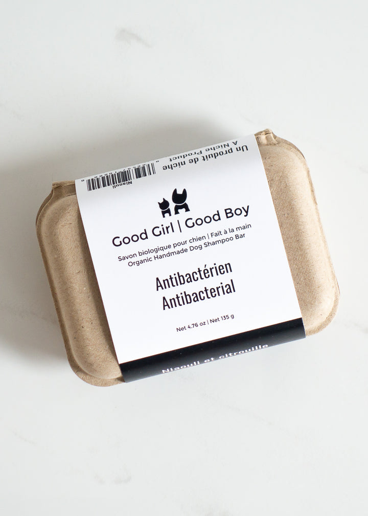 Good Girl Good Boy Dog Shampoo Bar - Antibacterial Niaouli & Pumpkin In Eco-friendly Packaging