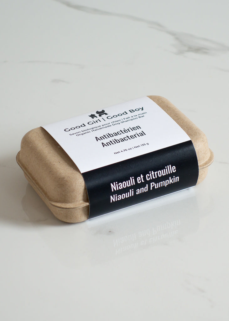 Good Girl Good Boy Dog Shampoo Bar - Antibacterial Niaouli & Pumpkin In Plastic-free Packaging