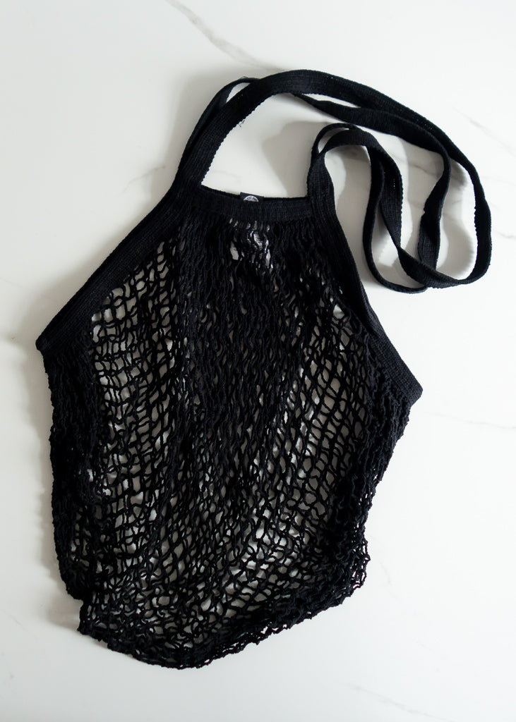 ECOBAGS Black Cotton Market String Net Bag For A Zero Waste Lifestyle