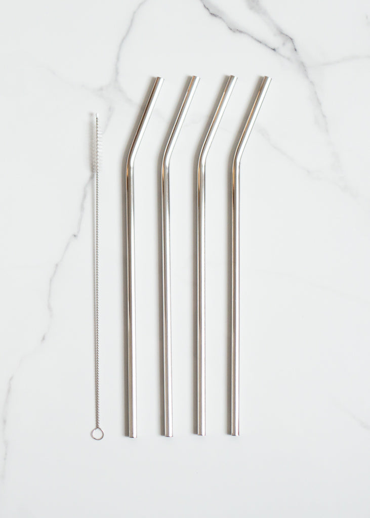 Onyx Stainless Steel Reusable Straw Set With Cleaning Brush For A Zero Waste Lifestyle