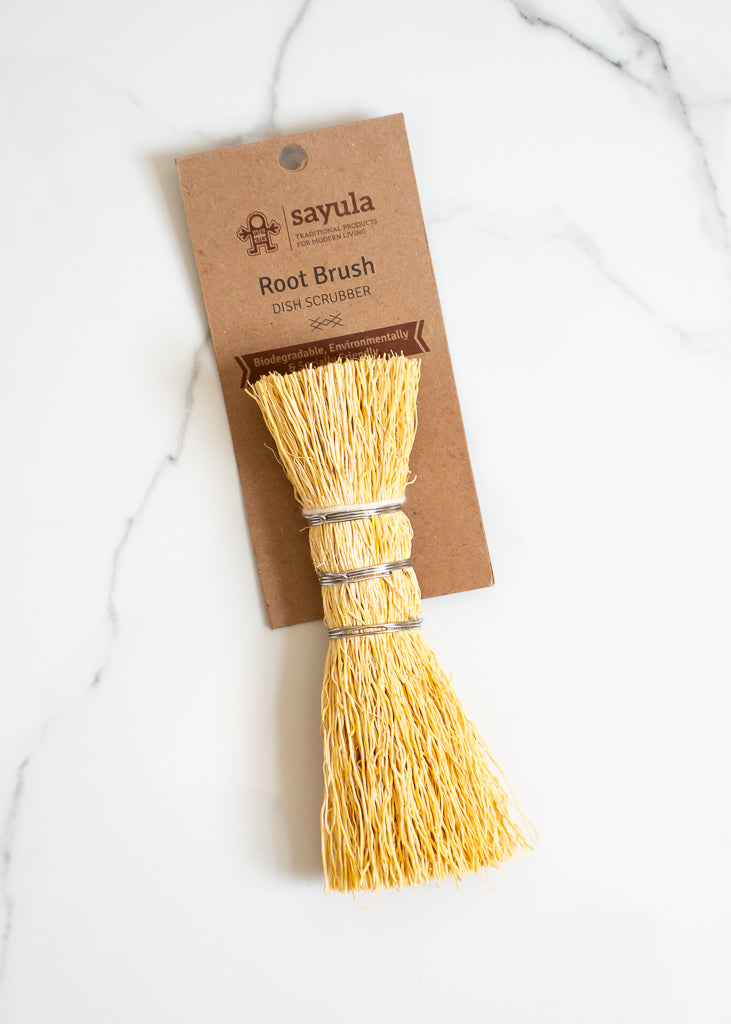 Sayula Root Brush Pot & Vegetable Scrubber For Plastic-free & Environmentally-friendly Dishwashing