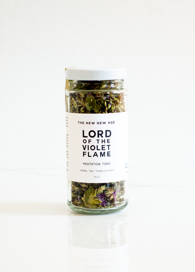 The New New Age Lord of the Violet Flame Loose Leaf Organic Vegan Tea Made In Canada & Packaged In Glass For An Eco-friendly Lifestyle