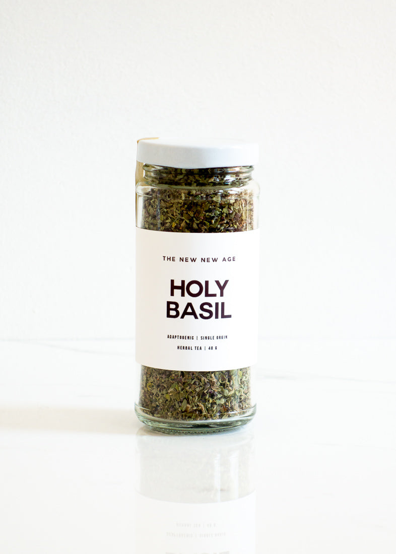 The New New Age Full Moon Holy Basil Loose Leaf Organic Vegan Tea With Tulsi & Packaged In Glass For A Plastic-free Lifestyle