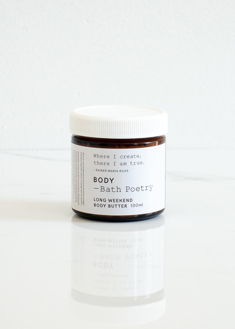 Bath Poetry Body Butter - Long Weekend - Natural Cream In Glass Packaging