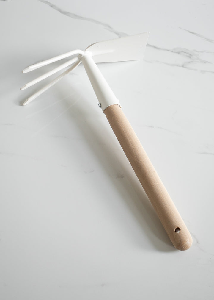 Redecker Gardening Tool Set - Plastic-free Fork/Hoe In White Metal & Wood