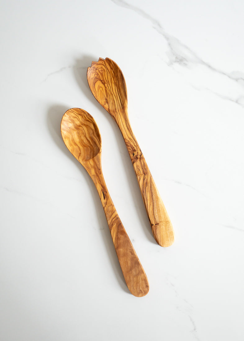 Redecker Olive Wood Salad Server Set For A Zero Waste Kitchen