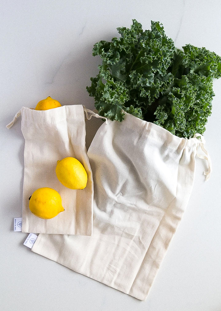 Dans Le Sac Reusable Bulk Natural Cotton Bags Set Of 2 For Zero Waste Grocery Shopping