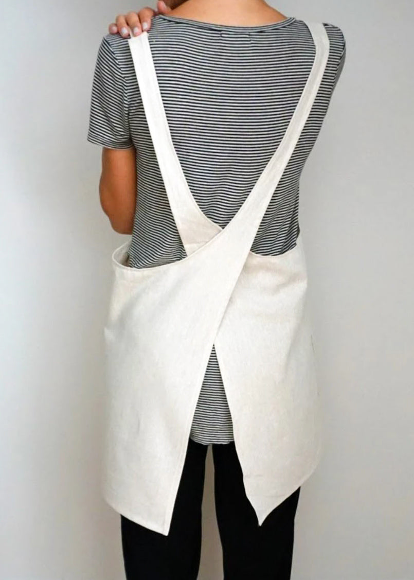 LEKKO Life Goods Linen Pinafore Apron In In Oatmeal Ecru For Environmentally-friendly Cooking