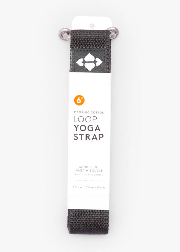 Halfmoon Organic Cotton Yoga Loop Strap In Charcoal For Plastic-free Yoga Practice