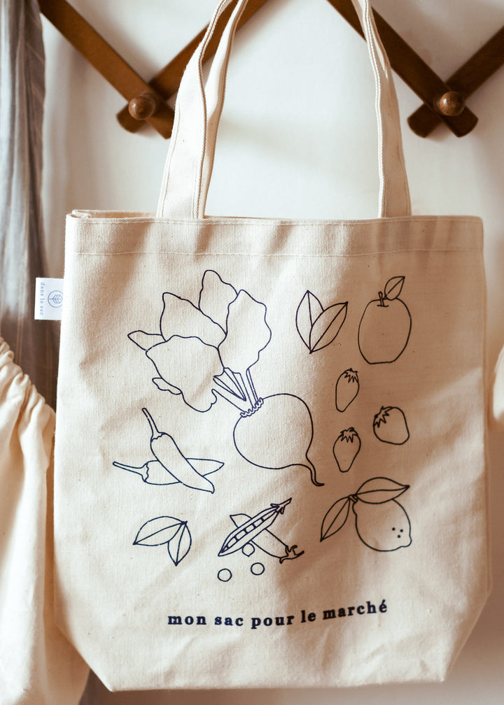 Dans Le Sac Colour-Your-Own Childrens Reusable Zero Waste Grocery Bag Made Of Cotton