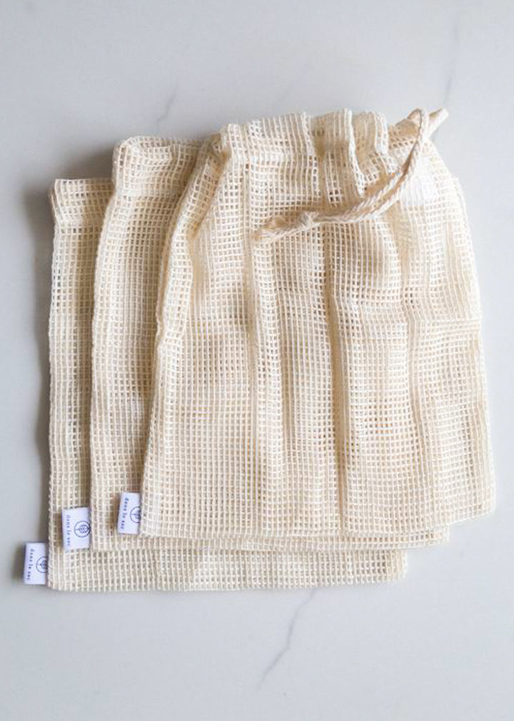 Dans Le Sac Mesh Cotton Reusable Produce Bags x3 For Plastic-free Grocery Shopping